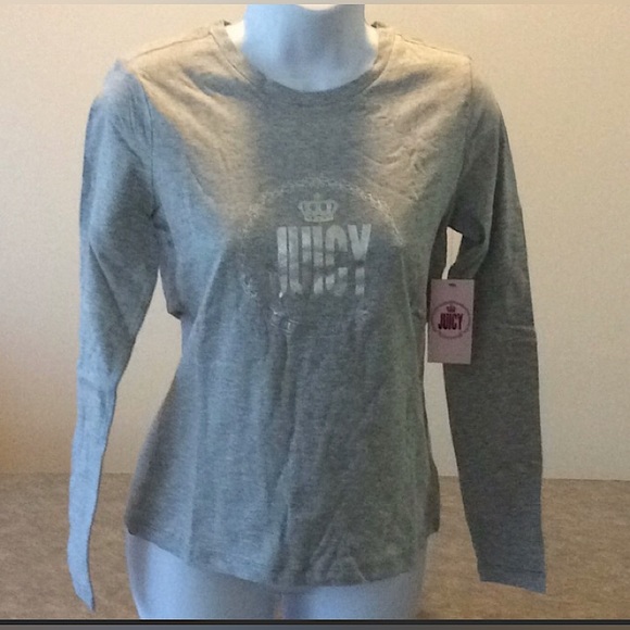 🆕🔥JUICY COUTURE HEATHER GRAY/STYLISH&VERY SOFT CREW NEACK LONG SLEEVE SHIRT - Picture 1 of 5